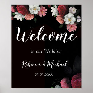 Burgundy Floral Rustic Poster