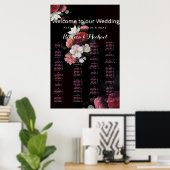 Burgundy Floral Rustic Poster (Thuiskantoor)