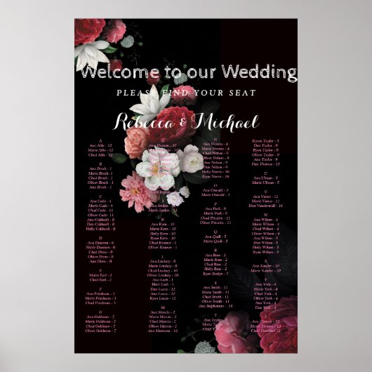 Burgundy Floral Rustic Poster (Voorkant)