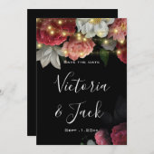 Burgundy Floral Rustic string lig save the dates Kaart (Voorkant / Achterkant)