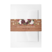 Burgundy Floral Rustic String Lights Wedding Uitnodigingen Wikkel (Voorkant Voorbeeld)