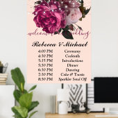 Burgundy Floral Rustic string ligOrder of Events Poster (Thuiskantoor)