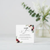 Burgundy Floral Script QR Code Mariage Carte RSVP (Debout devant)
