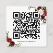 Burgundy Floral Script QR Code Mariage Carte RSVP (Dos)