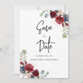 Burgundy Floral Script Weduwschap Save The Date (Voorkant)