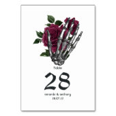 Burgundy Floral Skeleton Gothic Wedding Kaart (Achterkant)