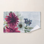 Burgundy Floral Splash op Grey Handdoek (Handdoek)
