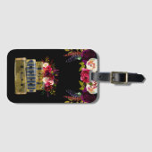 Burgundy Floral Stack of koffers Bagagelabel (Voorkant (horizontaal))