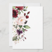 Burgundy Floral viering van het leven Kaart (Achterkant)