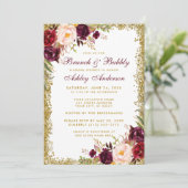 Burgundy Floral Vrijgezellenfeest Brunch Invite Go Kaart (Staand voorkant)