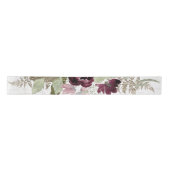 Burgundy Floral Waterverf Navy Pink Flower Script Lint (Voorkant)
