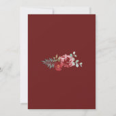Burgundy Floral Waterverf Wedding Kaart (Achterkant)