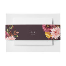 Burgundy Floral Wedding Belly Bands