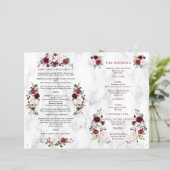 Burgundy Floral Wedding Booklet Programme 2/2 pagi (Staand voorkant)