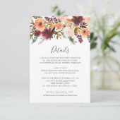 Burgundy Floral Wedding Details Kaart (Staand voorkant)