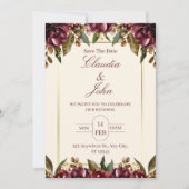 Burgundy Floral Wedding Invitation (Devant)