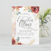 Burgundy Floral Wedding Invitation Digital Option (Staand voorkant)