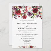 Burgundy Floral Wedding Invitation Kaart (Voorkant)