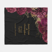 Burgundy Floral Wedding Jubileum Fleece Blanket (Voorkant (Horizontaal))