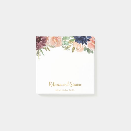 Burgundy Floral Wedding Post-it® Notes (Voorkant)