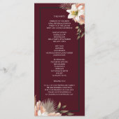 Burgundy Floral Wedding Programme Programma (Achterkant)