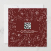 Burgundy Floral Wedding QR Code Save The Date (Dos)