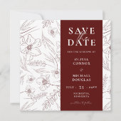 Burgundy Floral Wedding QR Code Save The Date (Devant)