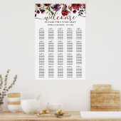 Burgundy Floral Wedding Seating Chart Poster (Keuken)