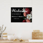 Burgundy floral Wedding Welcome Poster (Keuken)