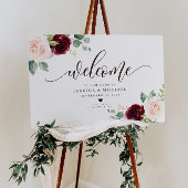 Burgundy Floral Welcome Mariage Poster
