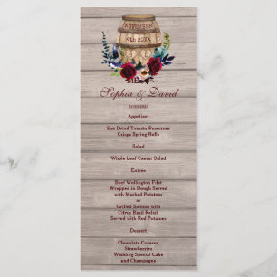 Burgundy Floral Wine Barrel Fall WeddenMenu Menu