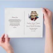 Burgundy Floral Wine Barrel Fall Wedding Programme Flyer (Hand)