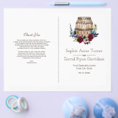 Burgundy Floral Wine Barrel Fall Wedding Programme Flyer (Enkel)