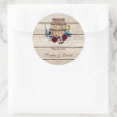 Burgundy Floral Wine Barrel Fall Wedding Ronde Sticker (Tas)