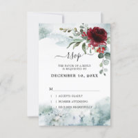 Burgundy Floral Winter wonderland bruiloft