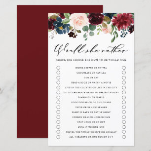 Burgundy Floral zou ze liever Baby shower spelen