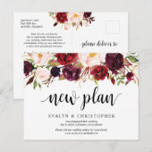 Burgundy Florals, een nieuw plan uitgesteld Briefkaart (Voorkant / Achterkant)