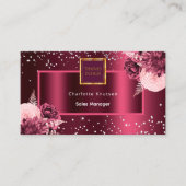 Burgundy florals foto logo QR code Visitekaartje (Voorkant)