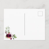 Burgundy florals gold greenery boho bruiloft briefkaart (Achterkant)