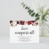 Burgundy Florals, Love verovert all, Postponed Briefkaart (Staand voorkant)