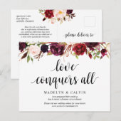 Burgundy Florals, Love verovert all, Postponed Briefkaart (Voorkant / Achterkant)