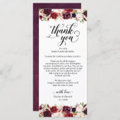 Burgundy Florals, plaats het plaatsen Dank u Kaart (Voorkant / Achterkant)