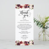 Burgundy Florals, plaats het plaatsen Dank u Kaart (Staand voorkant)