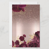 Burgundy Flowers Glitter 90th Birthday Menu Card (Dos)