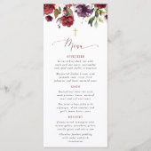 Burgundy Flowers, Pink Flowers, Baptism Menu (Devant)