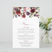 Burgundy Flowers, Pink Flowers, Baptism Menu (Staand voorkant)