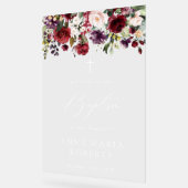 Burgundy Flowers, Pink Flowers, Baptism Welcome Acryl Bord (Hoek)