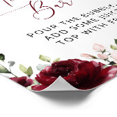 Burgundy Flowers, Pink Flowers, Boho, Momosa Bar Poster (Hoek)