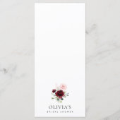 Burgundy Flowers, Pink Flowers, Bridal Shower Menu (Dos)