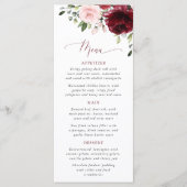 Burgundy Flowers, Pink Flowers, Bridal Shower Menu (Devant)